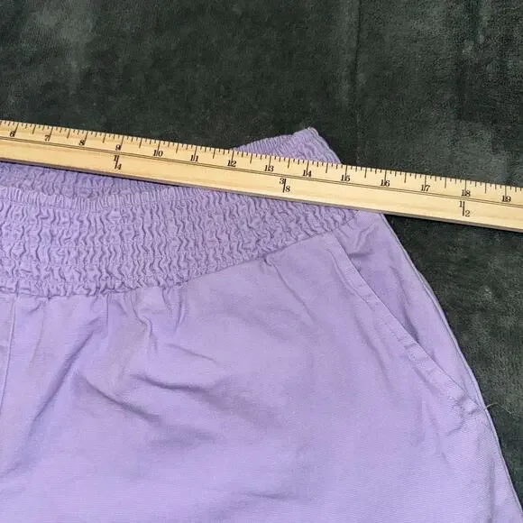Wild Fable Shorts Women's Large Purple Smocked Elastic Waist Stretch Frayed Hem - Picture 5 of 7